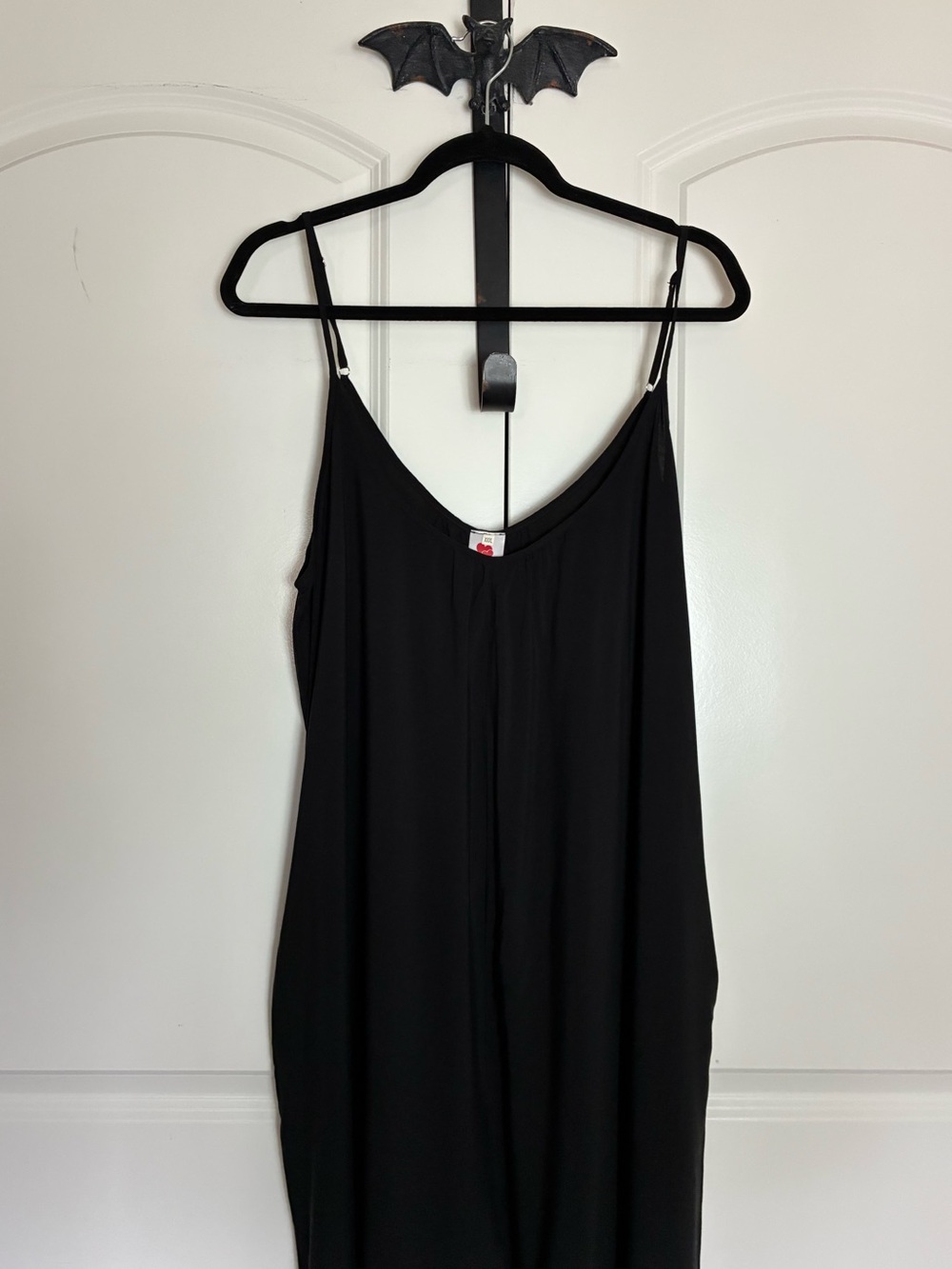 Gothic Sleek Black Jumpsuit Spaghetti Strap Adjustable Pockets size XXL - Picture 3 of 11
